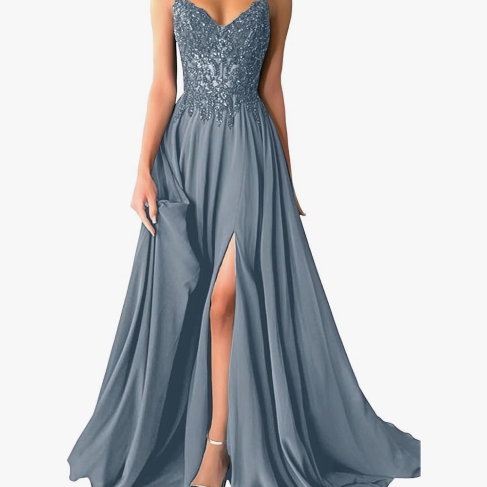 Blue Maxi Gown with Sweetheart Neckline for Prom